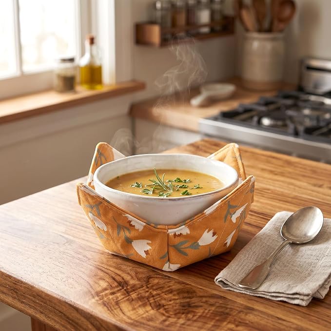 Cotton Microwavable Bowl Cozy, Microwave-Safe Hot Bowl Holders, Soup bowl Cozy - Image 3