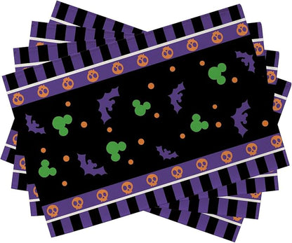 Seliem Purple Halloween Placemats Set of 4 | Bat Skull Polka Dot Dining Table by Seliem