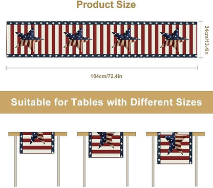 4th of July Table Runner, Patriotic Independence Day American Stars Stripes - Image 8