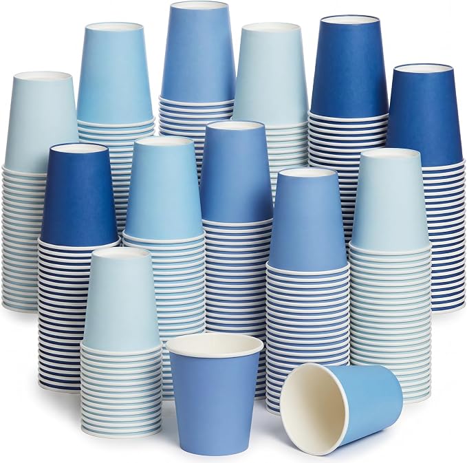 Mimorou 300 Pack 8 oz Disposable Blue Paper Cups, Coffee Cups by Mimorou