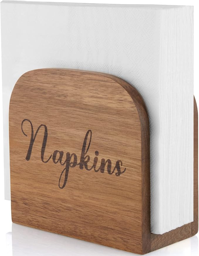 Napkin Holder for Table, ALELION Acacia Wooden Napkin Holders for Kitchen by ALELION
