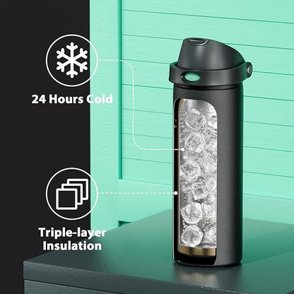 24 oz Insulated Water Bottle for Sports: Meoky Stainless Steel Water Bottle - Image 3