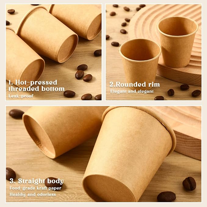 300 Pack 3oz Mini Coffee Cups Disposable Paper Cups Hot or Cold Beverage Cup - Image 3