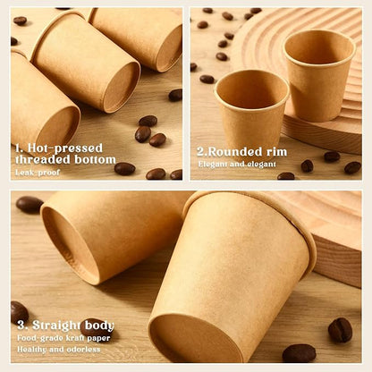 100 Pack 3oz Mini Coffee Cups Disposable Paper Cups Hot or Cold Beverage Cup - Image 3