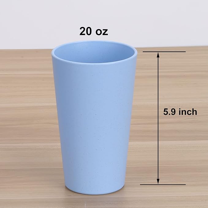 Wheat Straw Unbreakable Cup | 20 oz Reusable Water Drinking Glasses Sets of 10 - Image 2