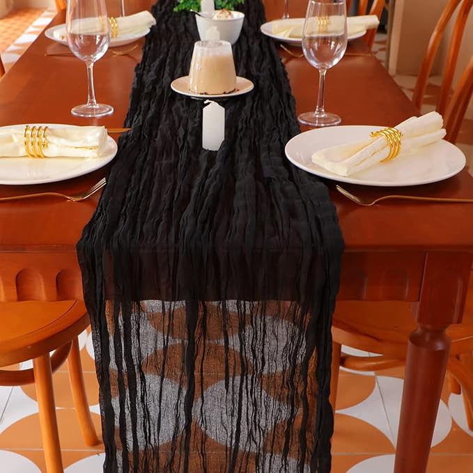 Snowkingdom 10 Ft Black Cheesecloth Table Runner, 120 inch Long Cheese Cloth by Snowkingdom