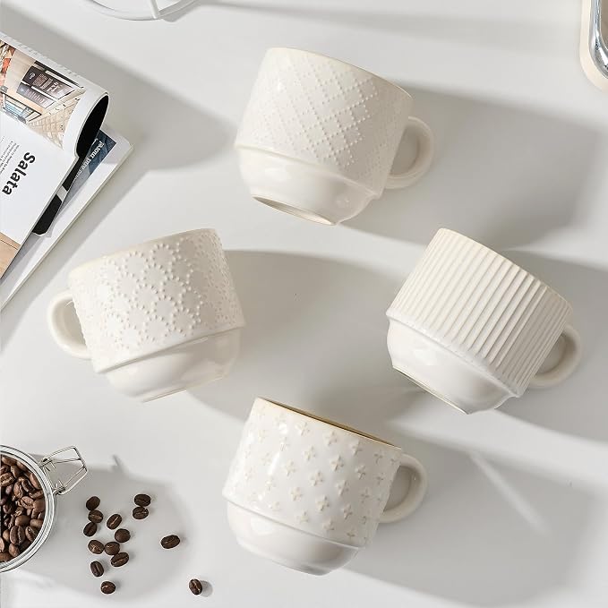 JIEMEI HOME Large Ceramic Coffee Mug Set of 4 - Image 7