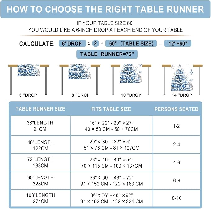 Winter Trees Ball Table Runner Frosty Roses Burlap Table Runners, Christmas - Image 8