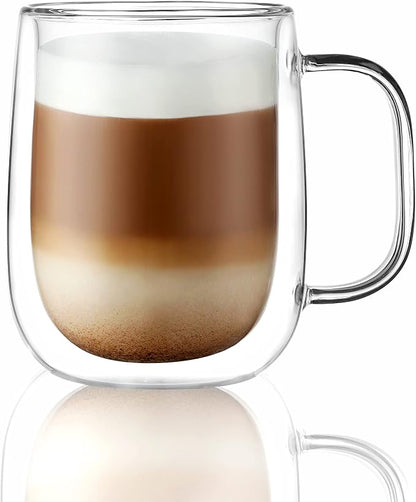 CNGLASS Large Double Wall Glass Coffee Mug 15.2oz by CNGLASS