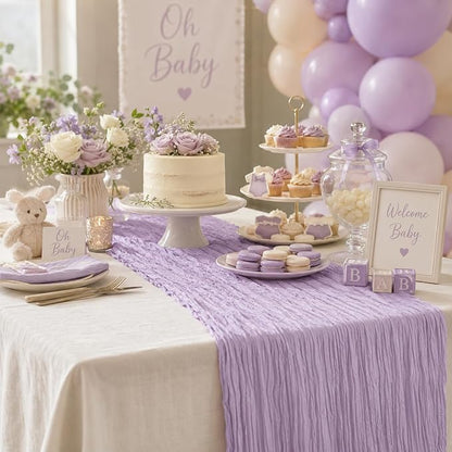 6 Pack Lilac Purple Cheesecloth Table Runner 22x120 Inch | 10Ft Rustic Boho - Image 4