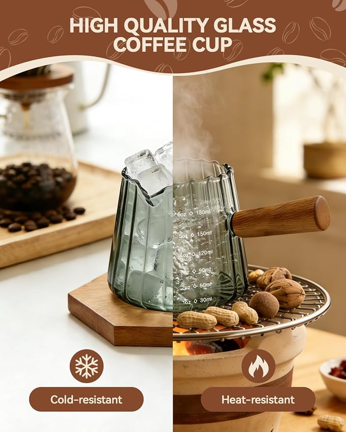 2 PCS Espresso Measuring Cup 6 Oz, Espresso Glass Cups - Image 3