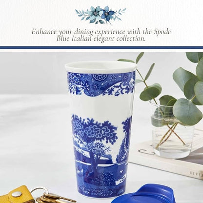Spode – Blue Italian Blue Italian Travel Mug 12 oz – BlueWhite - Image 5