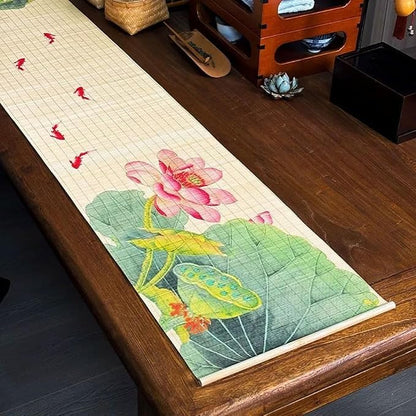 Asian Style Bamboo Table Runner, Ancient Chinese Paintings Zen Table Mat - Image 3