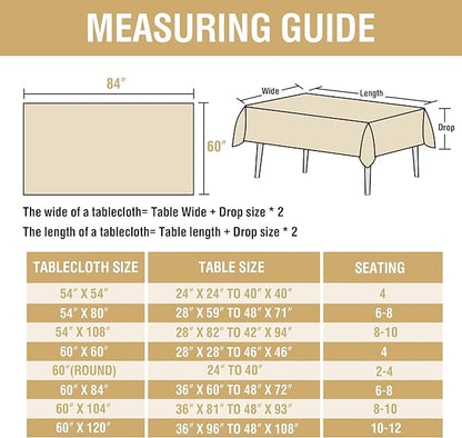 H.VERSAILTEX Linen Table Cloths Rectangle 60 x 84 Inch Premium Tablecloth Spill-Proof Waterproof Table Cover for Dining Buffet Feature Extra Soft and Thick Fabric Wrinkle Free, Natural