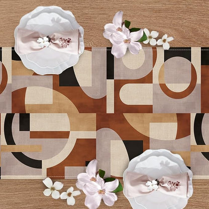 Abstract Geometric Dining Table Runner, Vintage Mid Century Modern | Art Burlap - Image 4