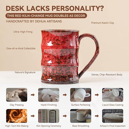22oz Red Kiln-Change Ceramic Coffee Mug - Image 4