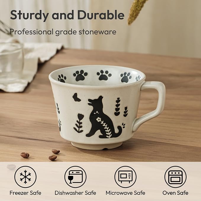11 oz Ceramic Coffee Mug, Stoneware Teacup - Image 3