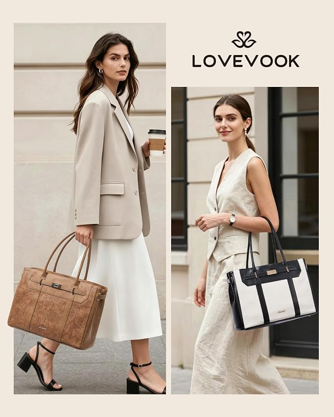 LOVEVOOK Laptop Tote Bag for Women, 2-in-1 Work Teacher Bags - Image 2