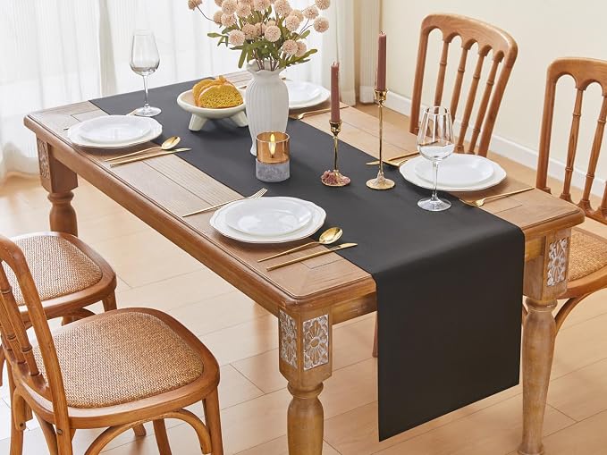 YATOJUZI Black Table Runner Seasonal Summer Autumn Kitchen Dining Coffee Table - Image 6