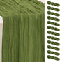 12 Pack Olive Green Cheesecloth Table Runner 35x120 Inch 10Ft Rustic Gauze by SuBleer