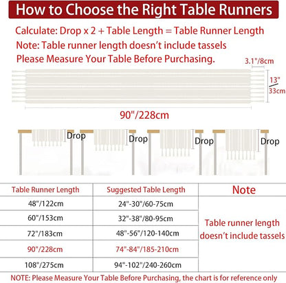 Rustic Boho Table Runner, Farmhouse Table Runners 90 Inches Long - Image 5
