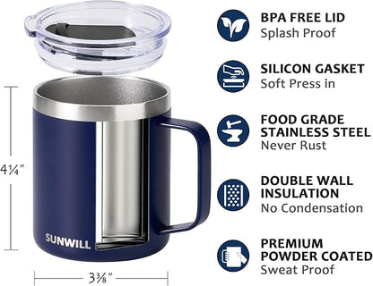 SUNWILL Travel Coffee Mug Set of 2, Insulated Tumbler - Image 3