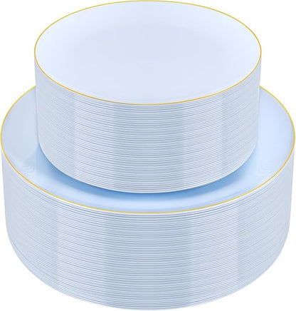 PULOTE 100PCS Blue Plastic Plates by PULOTEpartywareWesupplyproductsandyouenjoylife