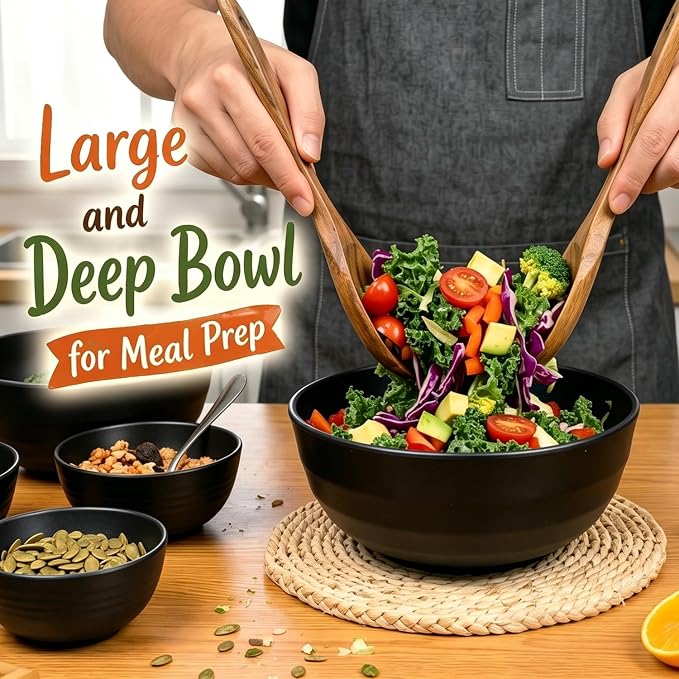 Ramen Bowls 60oz, Unbreakable & Lightweight Wheat Straw Bowls Sets of 8 - Image 5