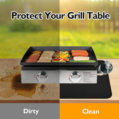 15 x 18 in Fireproof Grill Mats for Outdoor Tabletop Grill to Protect Your Grill Table - Heat Resistant Grill Table Mat - Waterproof & Oilproof BBQ Mat - Black (1mm)