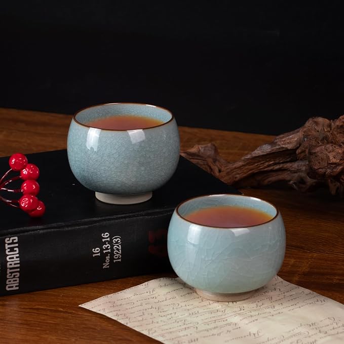 KAMMAK Japanese Tea Cups, 3.8 Oz Small Handmade Ceramic Teacups, Loose Leaf and - Image 5