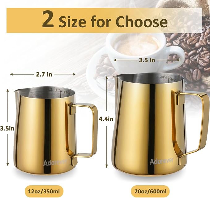 Milk Frothing Pitcher, 350ml Steaming Pitchers Stainless Steel Milk Coffee - Image 3