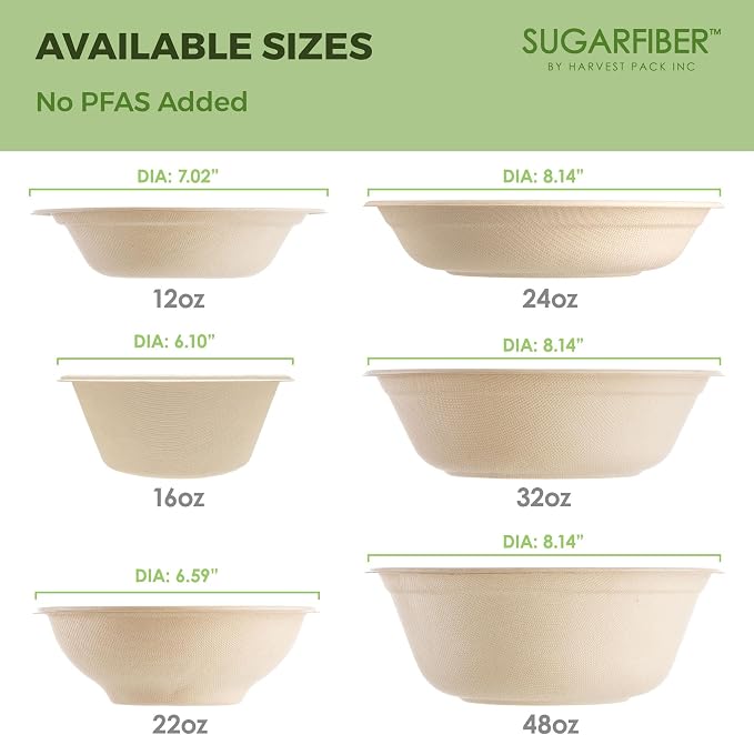 48oz Compostable Paper Bowls Disposable Round Natural Large Bowls, Biodegradable - Image 7