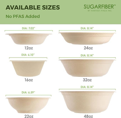 48oz Compostable Paper Bowls Disposable Round Natural Large Bowls, Biodegradable - Image 7