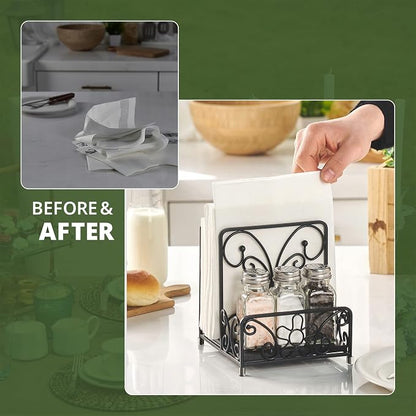Napkin Holder with Salt and Pepper Caddy, Metal Table Dispenser | Dinner Napkins - Image 8