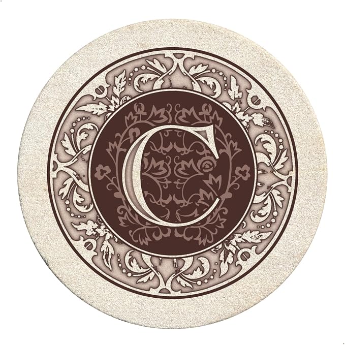 Thirstystone Monogram Letter Round Sandstone Coaster 4 Pack | Made in the USA by Thirstystone