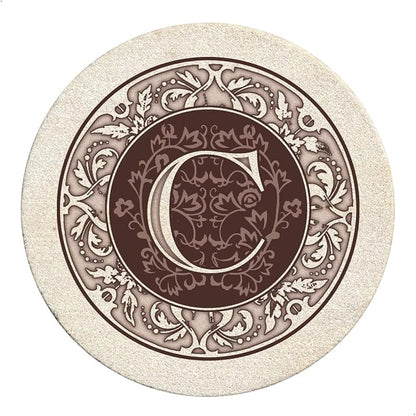 Thirstystone Monogram Letter Round Sandstone Coaster 4 Pack | Made in the USA by Thirstystone