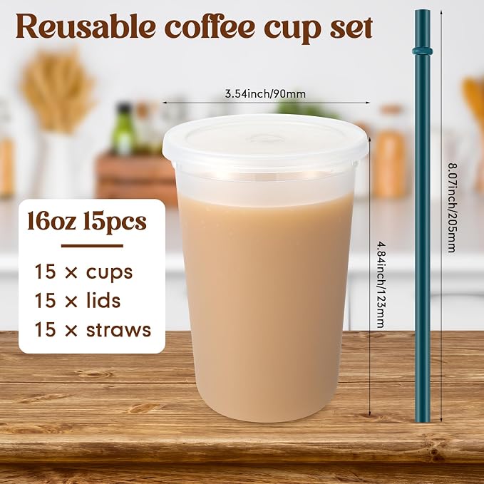 Lounsweer 15 Pcs Clear Reusable Cups - Image 3