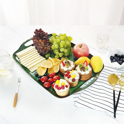 TP Melamine Serving Trays with Handles, Retro Green | Large Rectangular Trays - Image 5