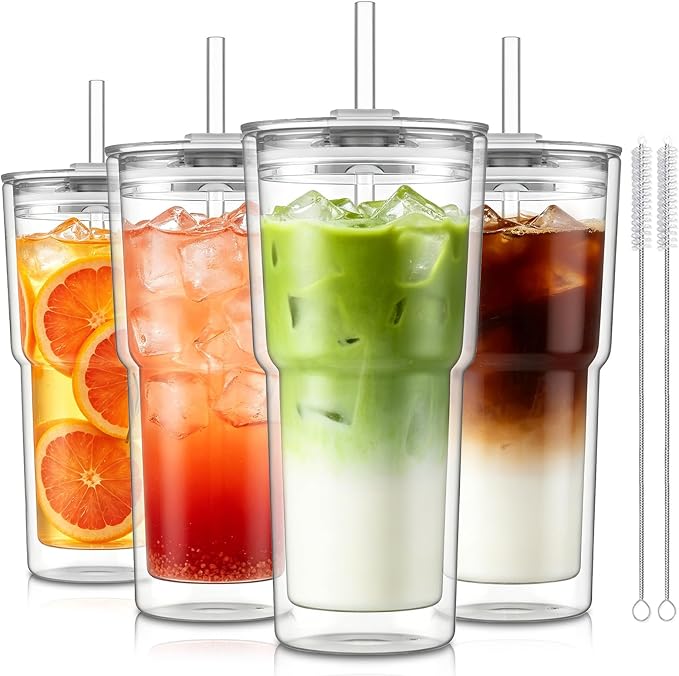 KEMORELA 20 oz Double Wall Glass Tumblers by KEMORELA
