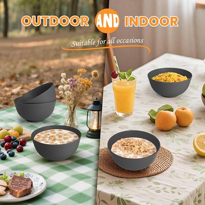 Hoimenly Wheat Straw Bowls for Kitchen, Unbreakable Cereal Bowl Set of 8 - Image 7