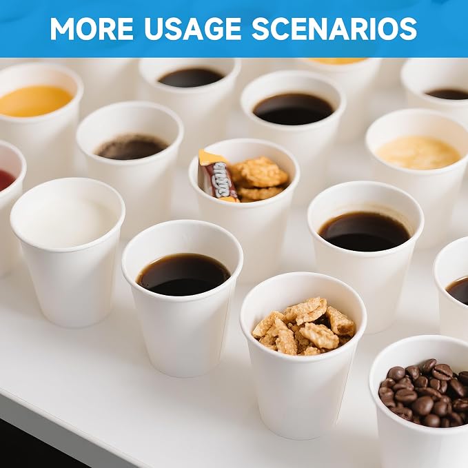 RACETOP 8 oz 1000 Pack Disposable Paper Coffee Cups, Paper Cups 8 oz Disposable - Image 4