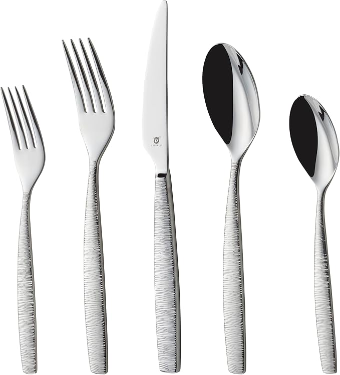 Engraved Silverware Set for 16 | 18/10 Stainless Steel Flatware by DANIALLI