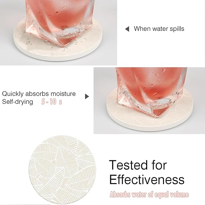 Absorbent Ceramic Leaf Coasters Set of 4 - Image 5