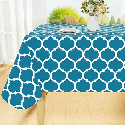 Smiry Rectangle Table Cloth Cover, Waterproof Vinyl Tablecloth with Flannel Backing for Rectangle Tables, Wipeable Spillproof Plastic Tablecloths for Dining, Camping, and Indoor (60"x102", Teal)