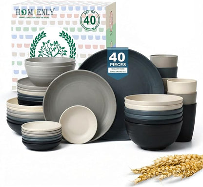 40 PCS Wheat Straw Dinnerwave Sets by HOMIENLY