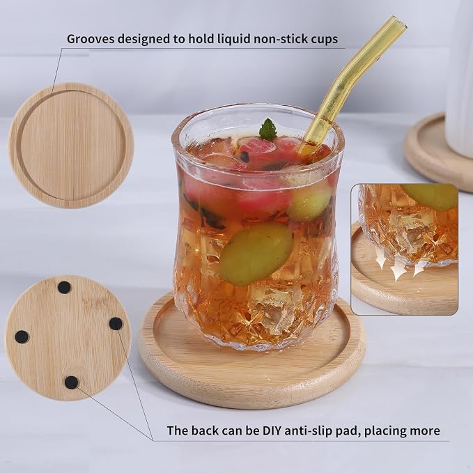 4 Inch Bamboo Drink Coasters Set - Image 4