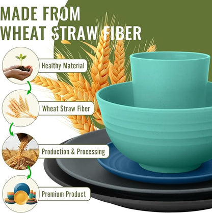 40 PCS Wheat Straw Plates and Bowls Sets, Dishware Set - Image 9