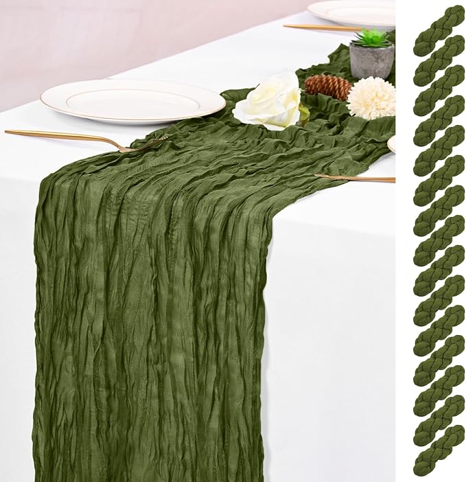 15 Pack Olive Green Table Runner 17 x 108inch Cheesecloth Table Runner Boho by Lumaycens