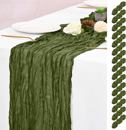 15 Pack Olive Green Table Runner 17 x 108inch Cheesecloth Table Runner Boho by Lumaycens
