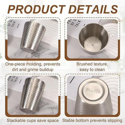 uxcell 2 Pcs Stainless Steel Cups, 9oz/260ml Metal Cups Diamond Textured - Image 5